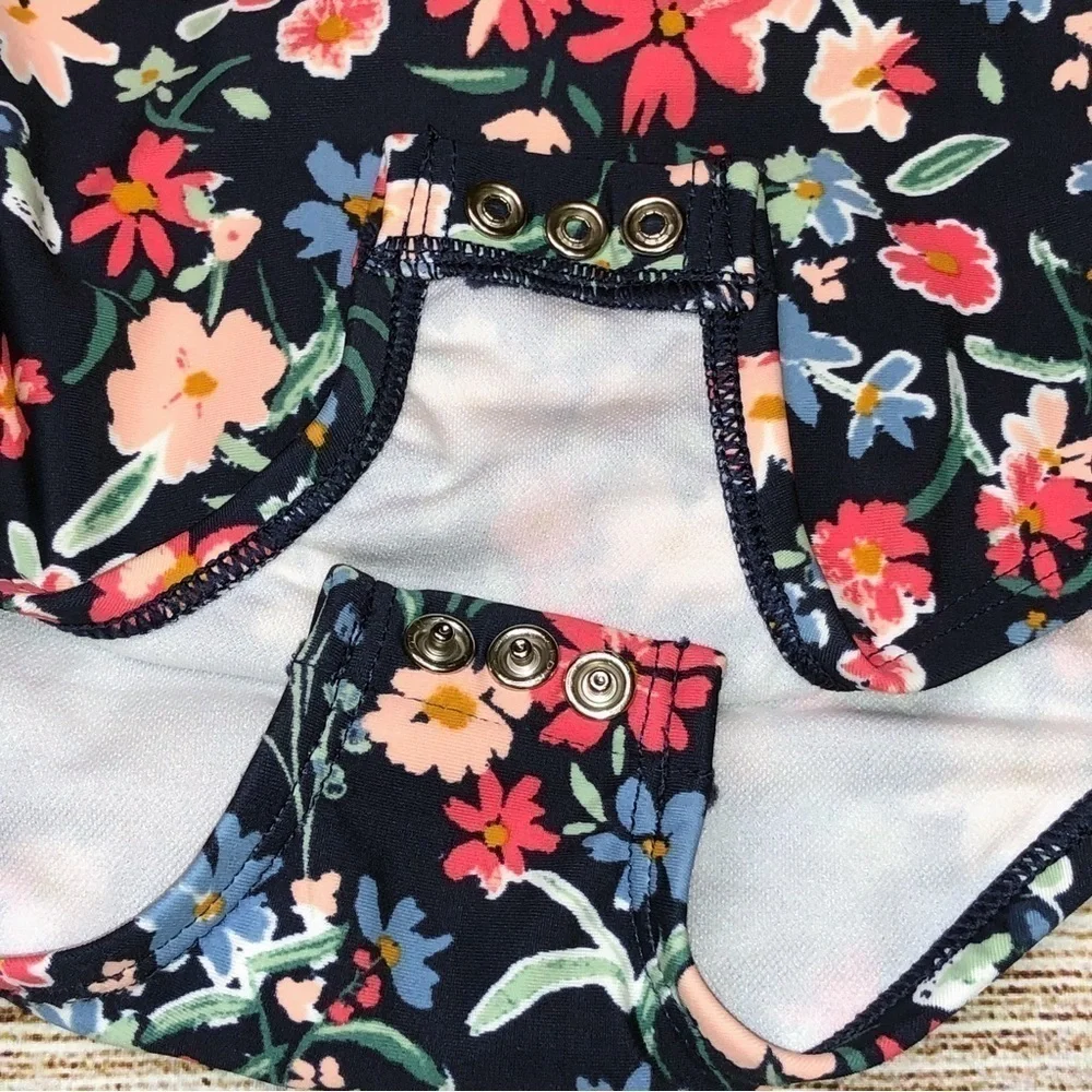 OshKosh Blue Floral Infant Long Sleeve One Piece Rashguard Size 18 Months
